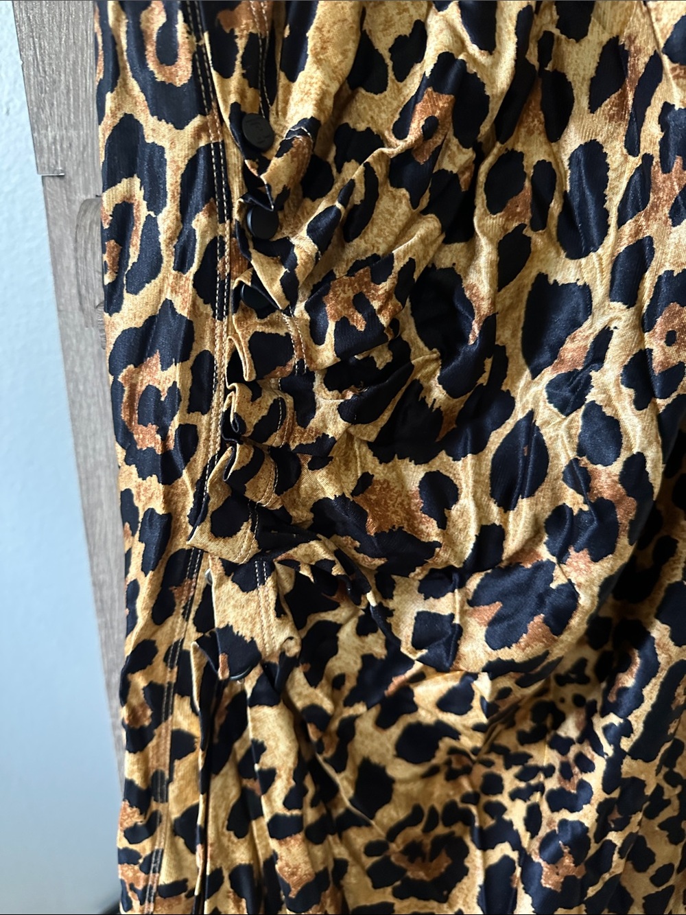 Paco Rabanne Leopard Print Cap Sleeve Midi Dress in Tan and Black - Picture 3 of 7